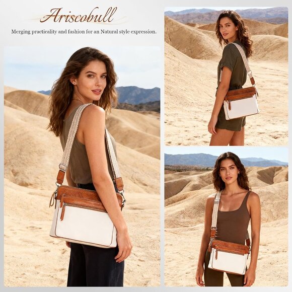 Leather Crossbody Bag Women Small Stylish Multi-Pocket Purses Travel Shopping - Picture 2 of 7